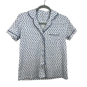 Roller Rabbit Heart Print Pajama Top Size Small Cotton EUC